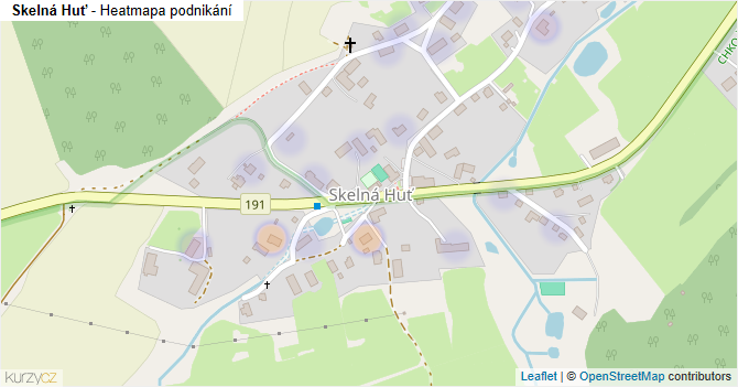 Skelná Huť - mapa podnikání