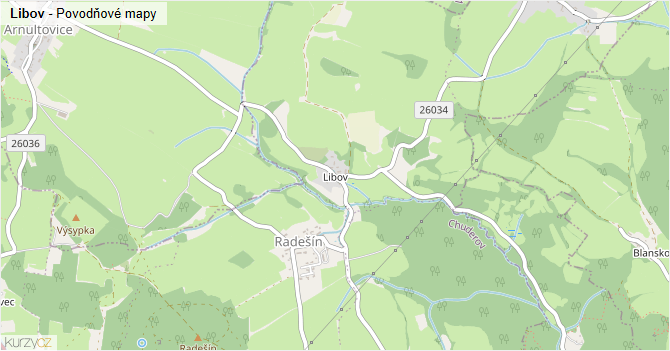 Libov - záplavové mapy stoleté vody