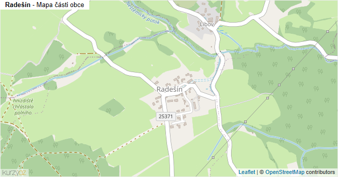 Radešín - mapa části obce