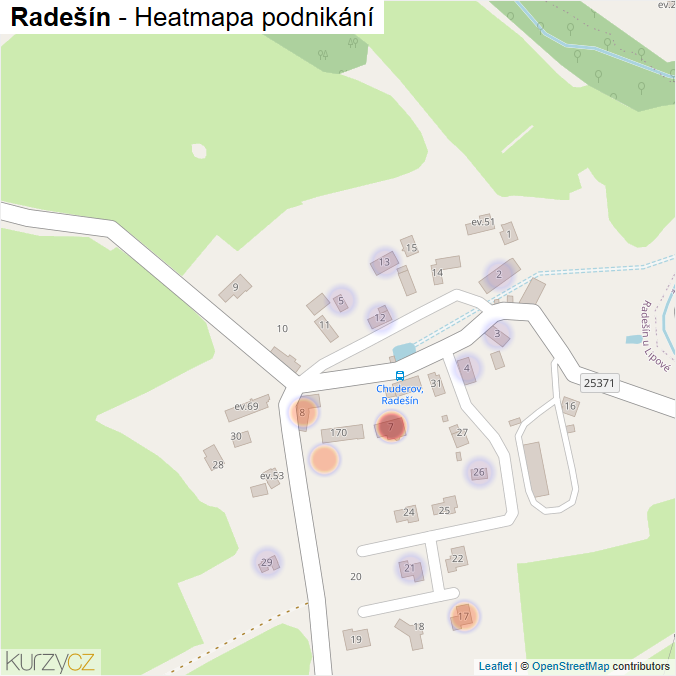 Mapa Radešín - Firmy v části obce.
