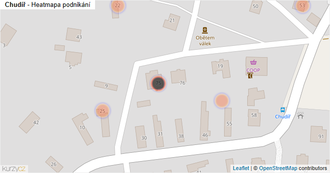 Chudíř - mapa podnikání