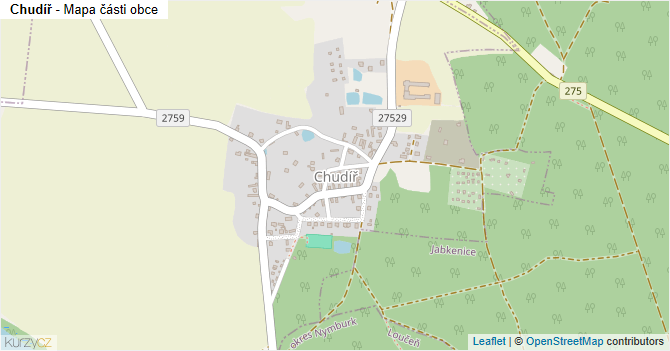 Chudíř - mapa části obce