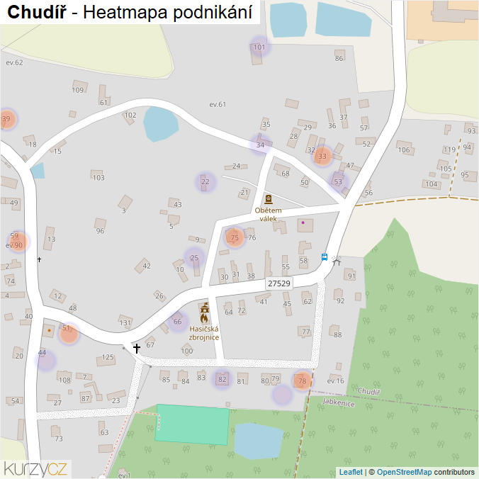 Mapa Chudíř - Firmy v části obce.