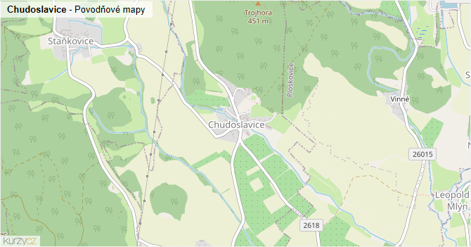 Chudoslavice - záplavové mapy stoleté vody