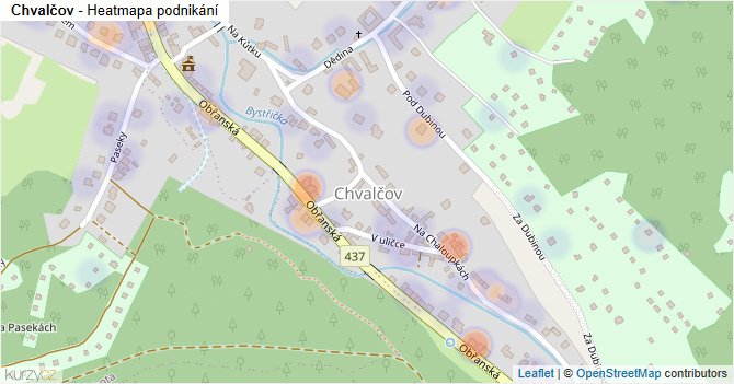 Chvalčov - mapa podnikání