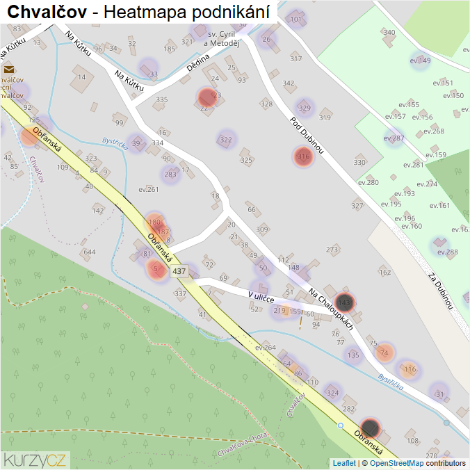 Mapa Chvalčov - Firmy v obci.