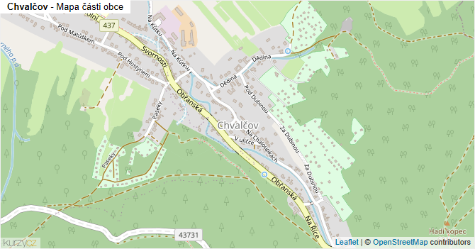 Chvalčov - mapa části obce