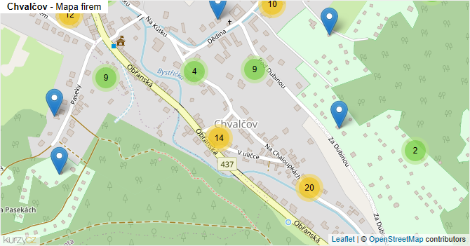 Chvalčov - mapa firem
