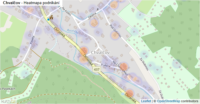 Chvalčov - mapa podnikání
