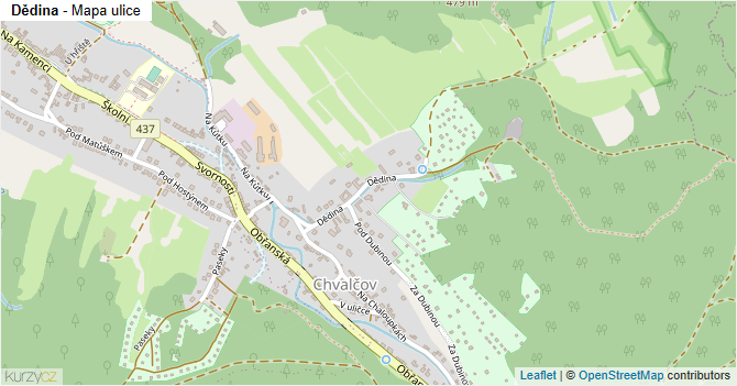 Dědina - mapa ulice