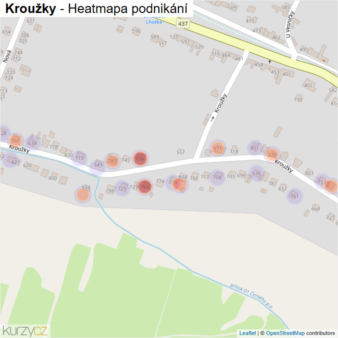 Mapa Kroužky - Firmy v ulici.