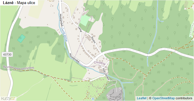 Lázně - mapa ulice