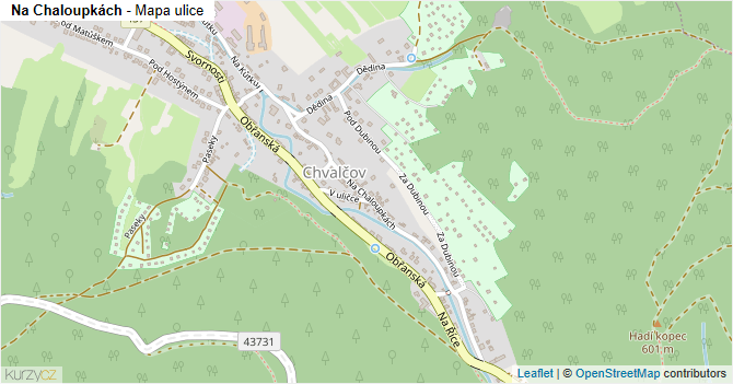 Na Chaloupkách - mapa ulice