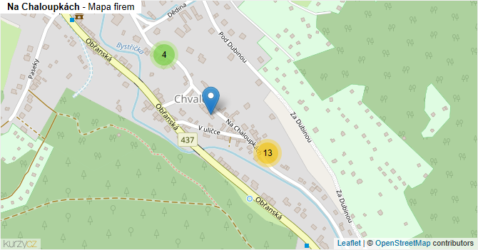 Na Chaloupkách - mapa firem