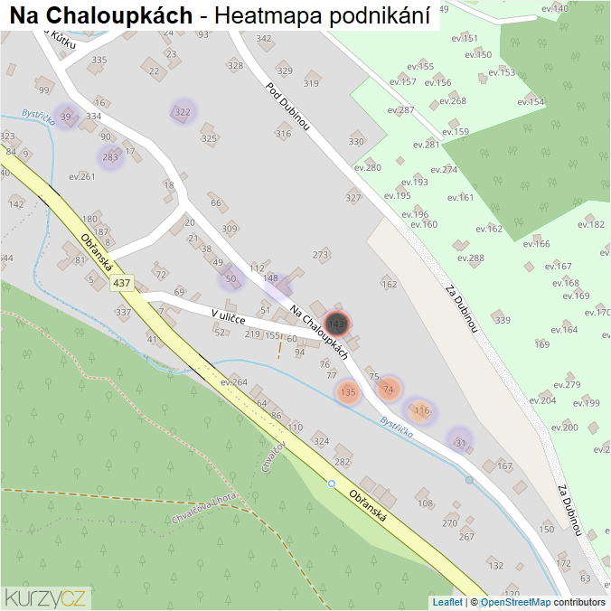 Mapa Na Chaloupkách - Firmy v ulici.