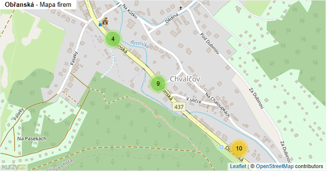 Obřanská - mapa firem