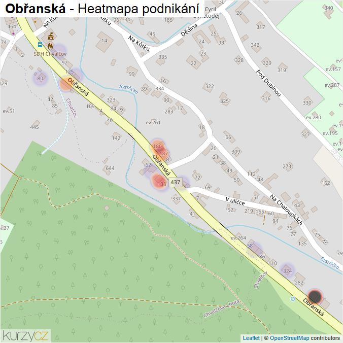 Mapa Obřanská - Firmy v ulici.