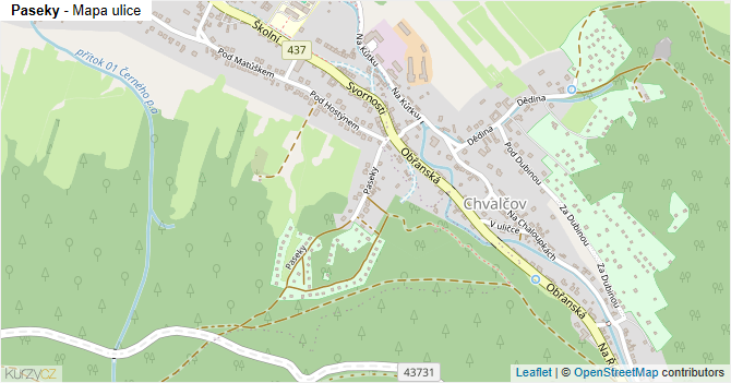 Paseky - mapa ulice