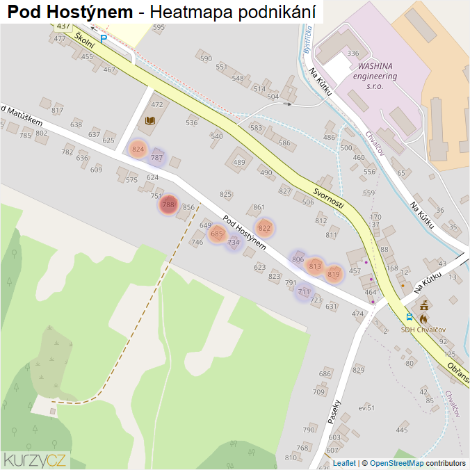 Mapa Pod Hostýnem - Firmy v ulici.