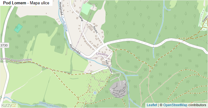 Pod Lomem - mapa ulice