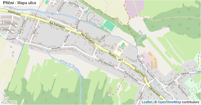 Příční - mapa ulice