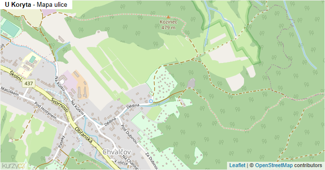 U Koryta - mapa ulice