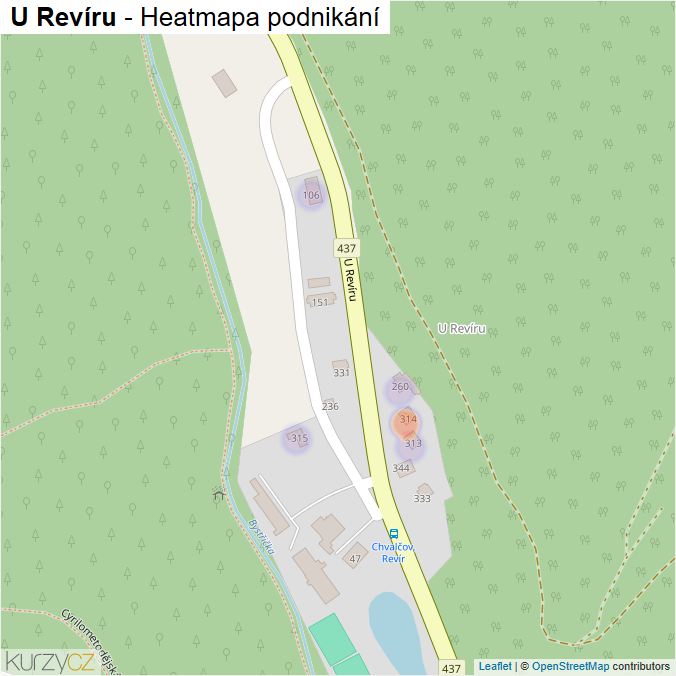 Mapa U Revíru - Firmy v ulici.