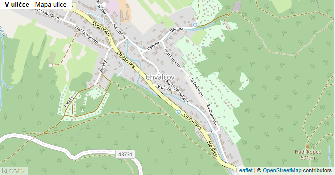 V uličce - mapa ulice