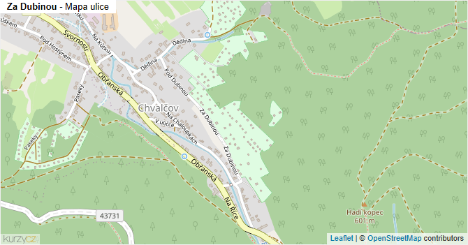 Za Dubinou - mapa ulice