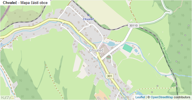 Chvaleč - mapa části obce