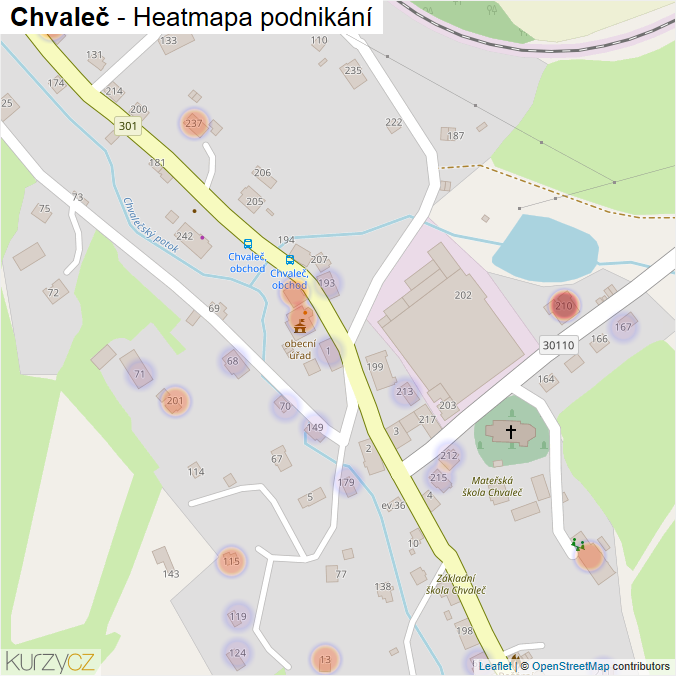 Mapa Chvaleč - Firmy v části obce.