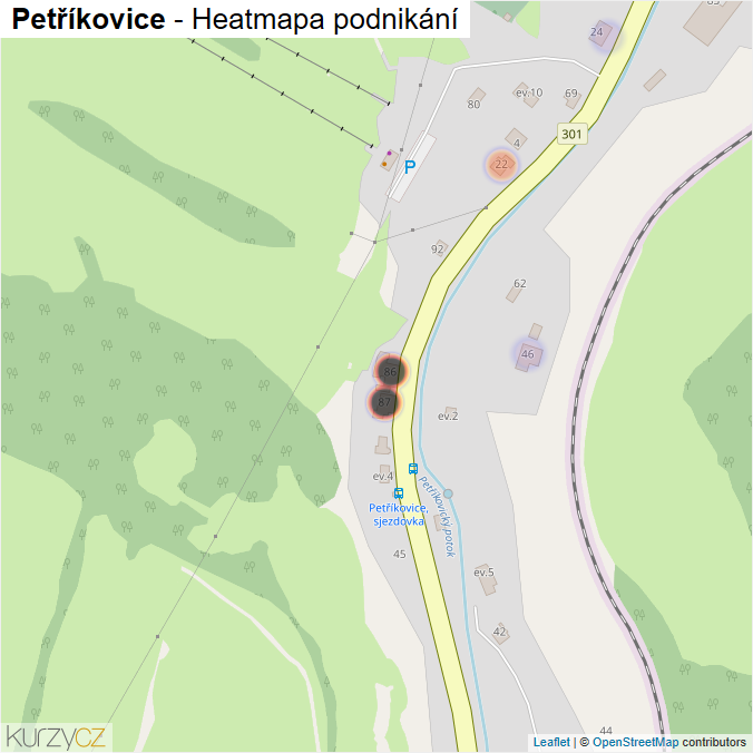 Mapa Petříkovice - Firmy v části obce.