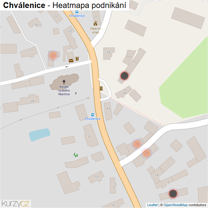 Mapa Chválenice - Firmy v obci.