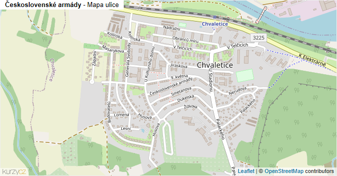 Československé armády - mapa ulice