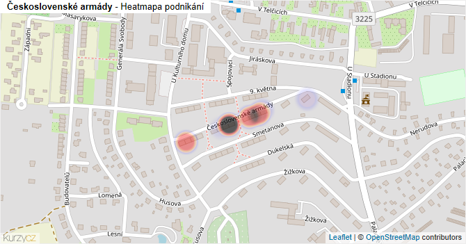 Československé armády - mapa podnikání