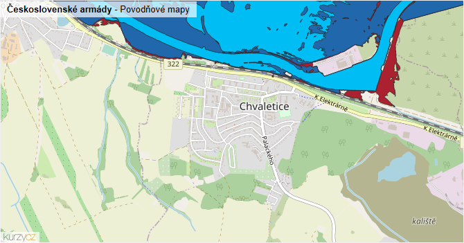 Československé armády - záplavové mapy stoleté vody