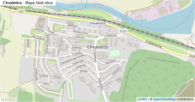 Chvaletice - mapa části obce