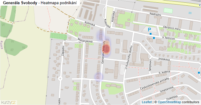 Generála Svobody - mapa podnikání