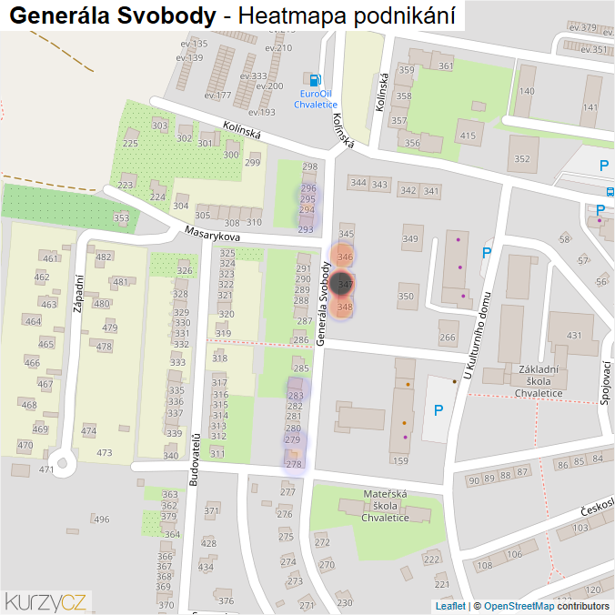 Mapa Generála Svobody - Firmy v ulici.
