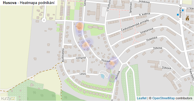 Husova - mapa podnikání