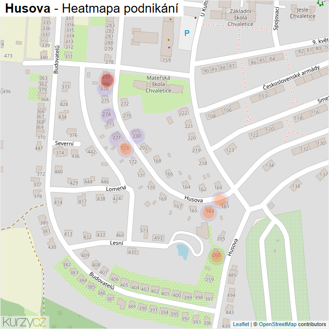 Mapa Husova - Firmy v ulici.