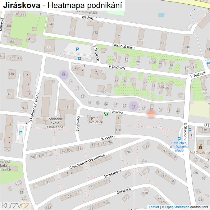 Mapa Jiráskova - Firmy v ulici.