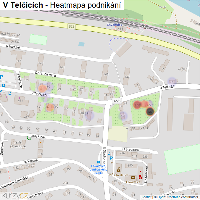 Mapa V Telčicích - Firmy v ulici.