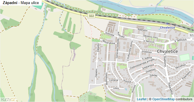 Západní - mapa ulice