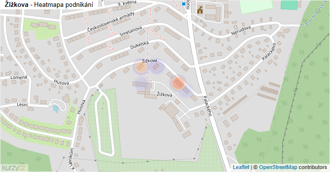 Žižkova - mapa podnikání