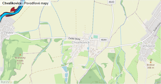 Chvalíkovice - záplavové mapy stoleté vody