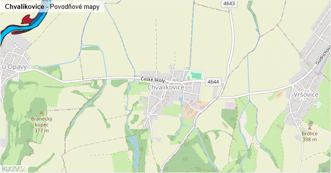 Chvalíkovice - záplavové mapy stoleté vody
