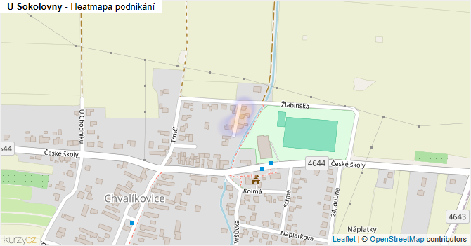 U Sokolovny - mapa podnikání