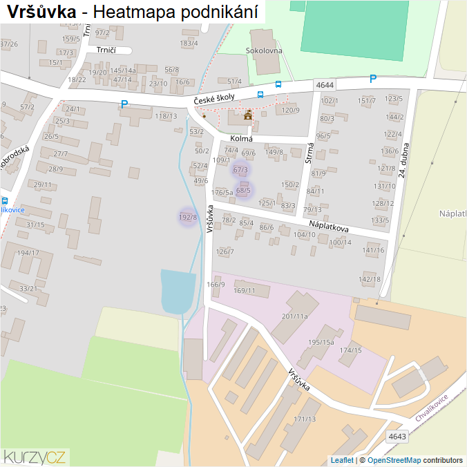 Mapa Vršůvka - Firmy v ulici.
