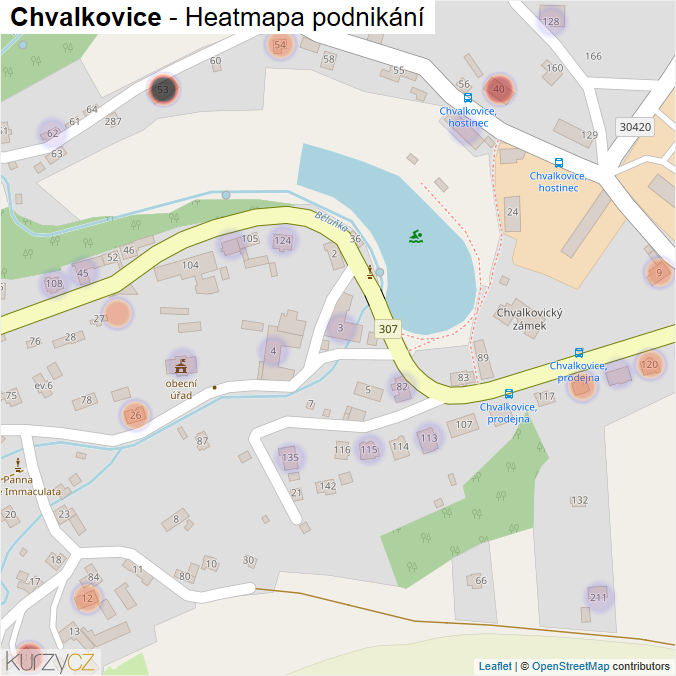 Mapa Chvalkovice - Firmy v části obce.